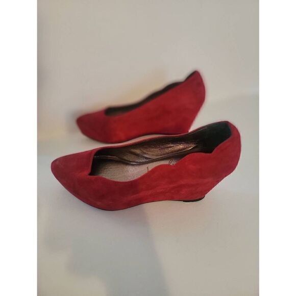 Miss Sixty Women's Red Suede Pumps Wedge Heels Size 37 - Picture 4 of 5